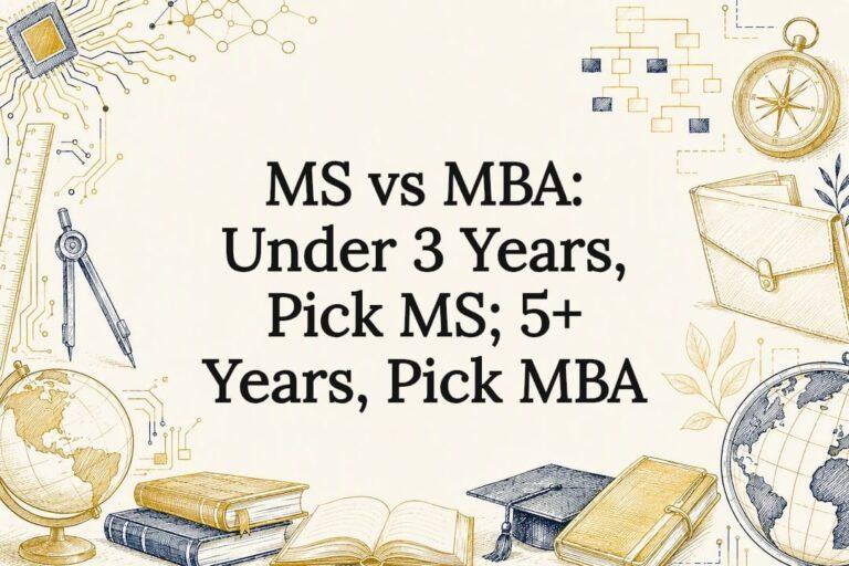 Read more about the article MS vs MBA: Under 3 Years, Pick MS; 5+ Years, Pick MBA